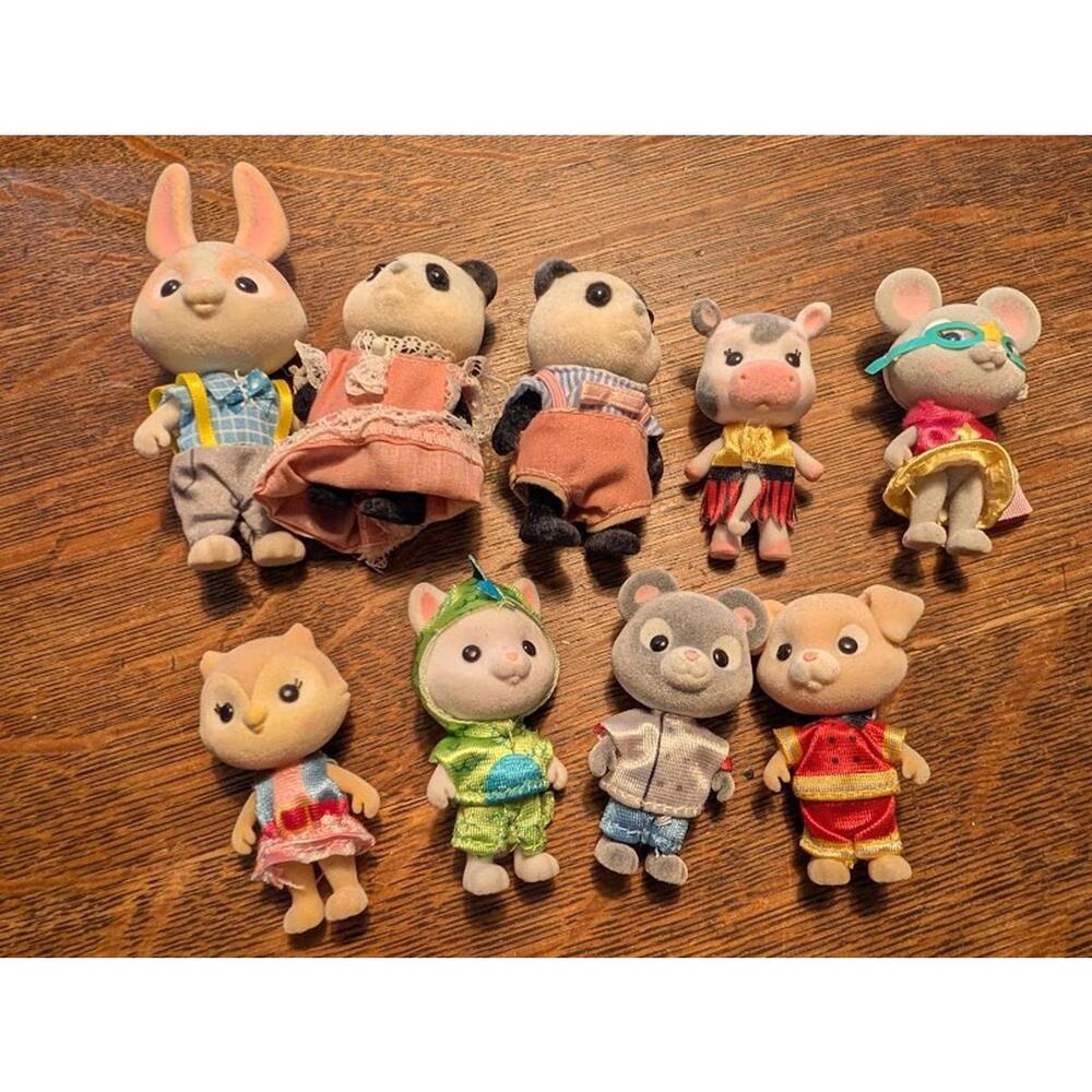Calico Critters Li'l Woodzeez Honey Bee Acres Lot Cat Panda Owl Pig Rabbit Cow +